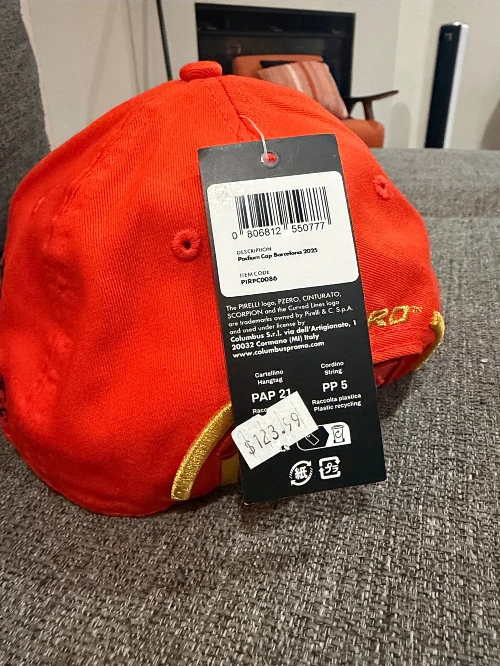 Official Pirelli Formula 1 Racing Team Adjustable Hat.